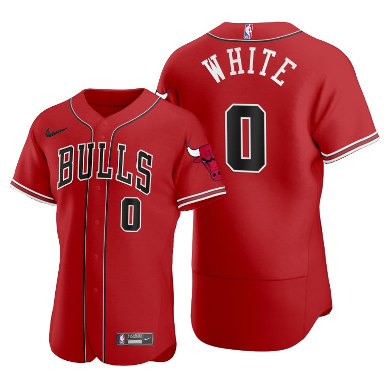 Men's Chicago Bulls #0 Coby White 2020 Red NBA X MLB Crossover Edition Stitched Jersey